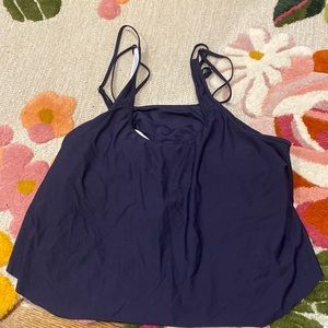 Navy XXXL tankini top - flowy drape front